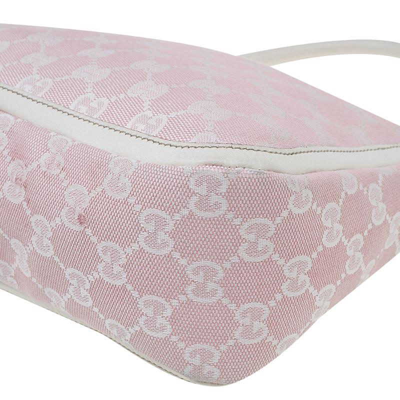 Gucci Pink/White GG Canvas Shoulder Bag 6