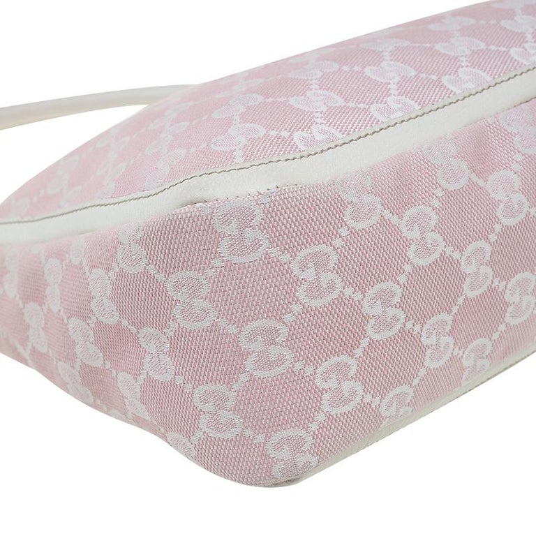 Gucci Pink/White GG Canvas Shoulder Bag For Sale at 1stDibs pink