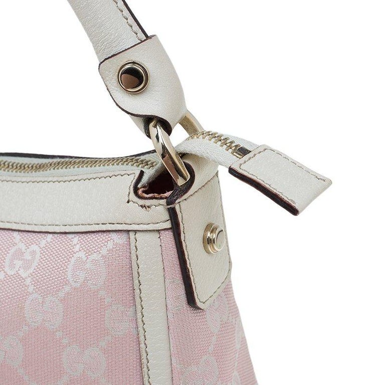 Gucci Pink/White GG Canvas Shoulder Bag For Sale at 1stDibs pink