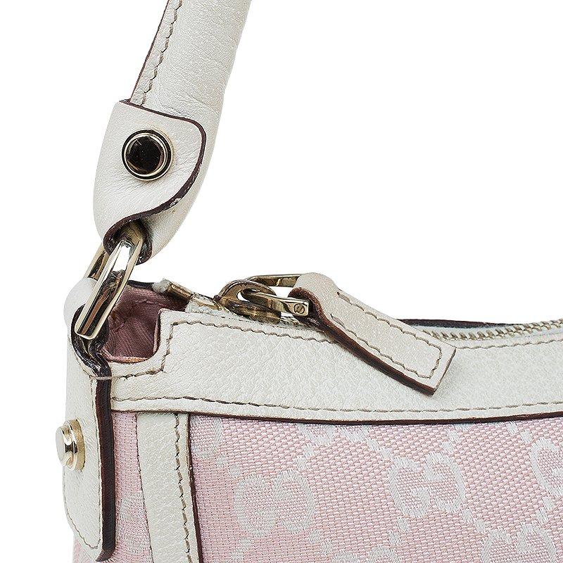 Gucci Pink/White GG Canvas Shoulder Bag 2