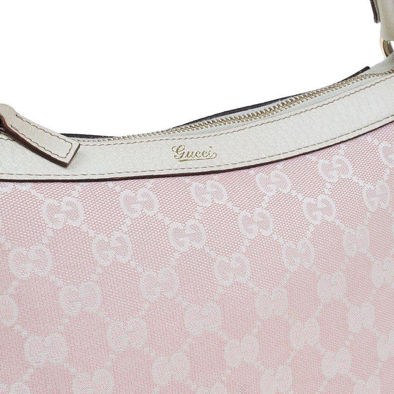 Gucci Pink/White GG Canvas Shoulder Bag For Sale at 1stDibs pink