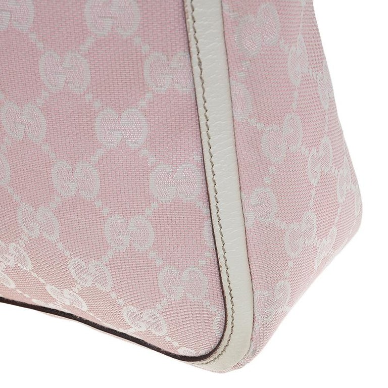 Gucci Pink/White GG Canvas Shoulder Bag For Sale at 1stDibs pink