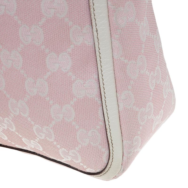 Gucci Pink/White GG Canvas Shoulder Bag 4