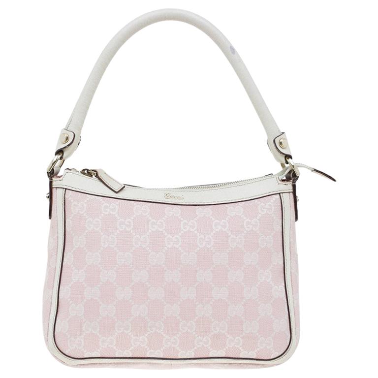 Gucci Pink/White GG Canvas Shoulder Bag For Sale at 1stDibs pink
