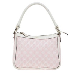 Gucci Pink/White GG Canvas Shoulder Bag