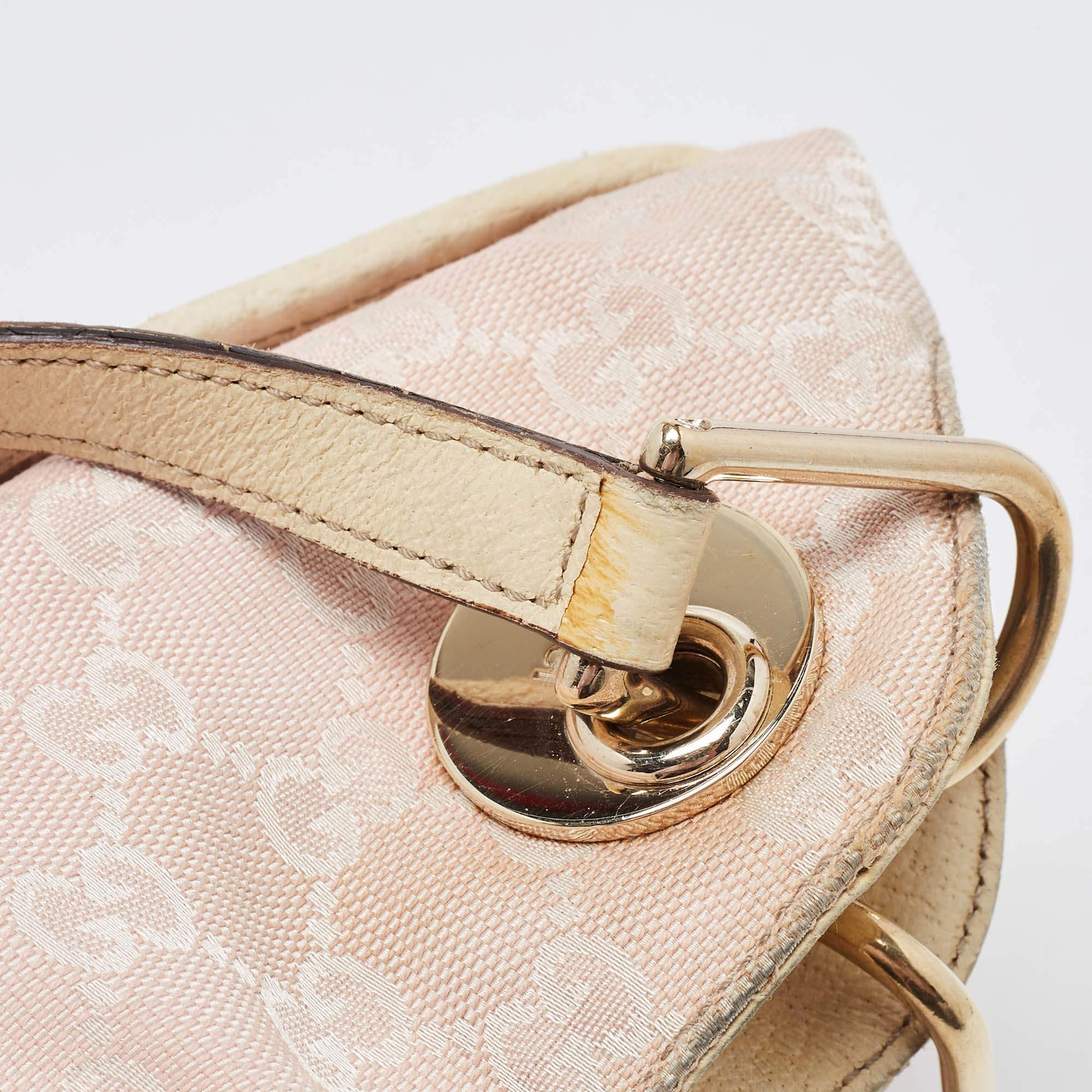 Gucci Pink/White GG Fabric and Leather Eclipse Shoulder Bag 8