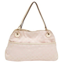 Gucci Pink/White GG Fabric and Leather Eclipse Shoulder Bag