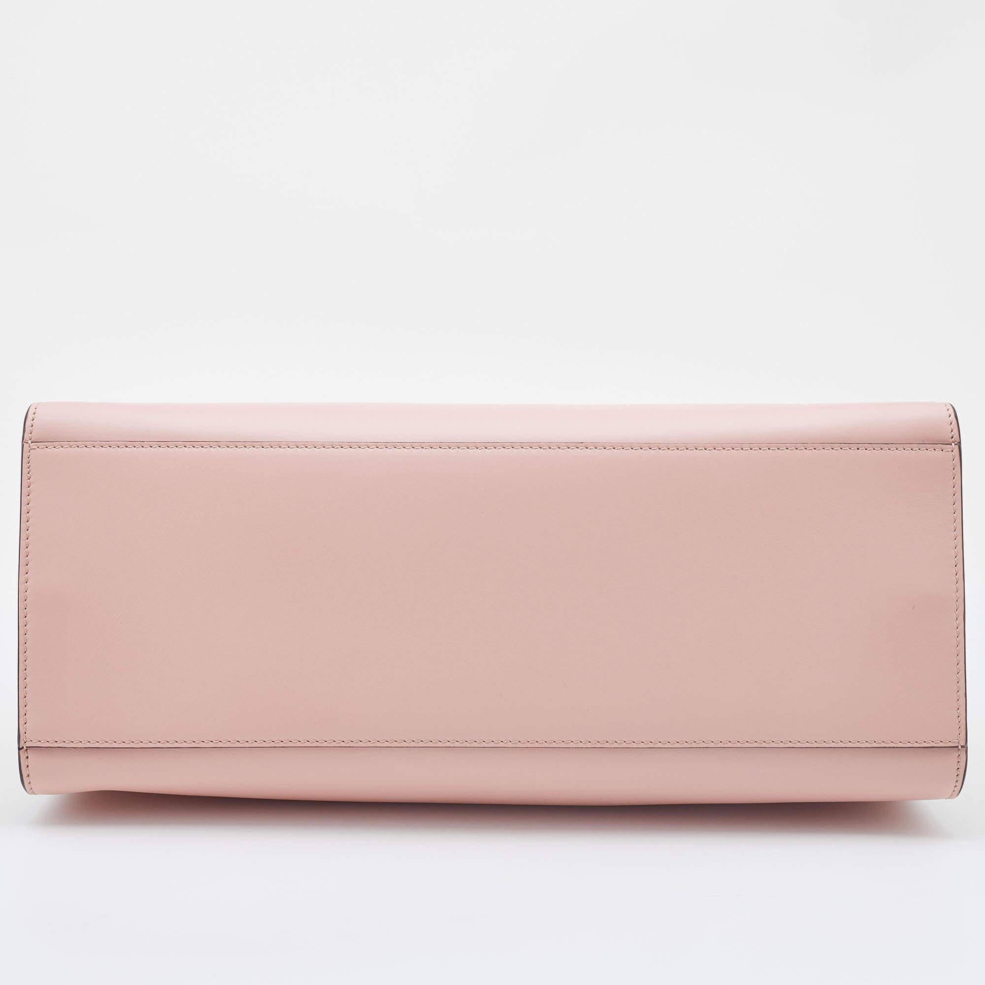 Gucci Pink/White Leather Nymphaea Bamboo Top Handle Bag 1