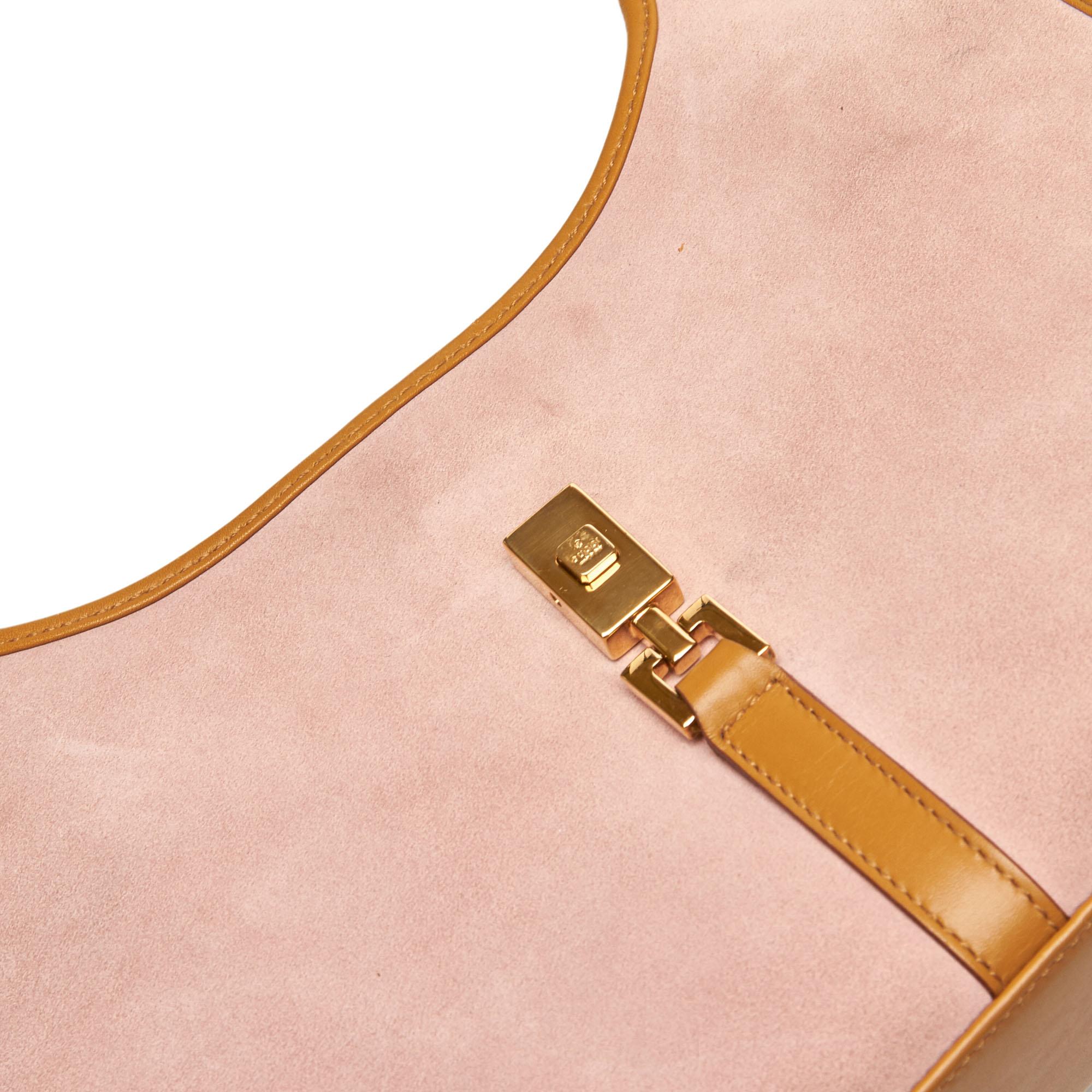 Gucci Pink  with Brown Suede Leather Jackie Italy w/ Dust Bag 5