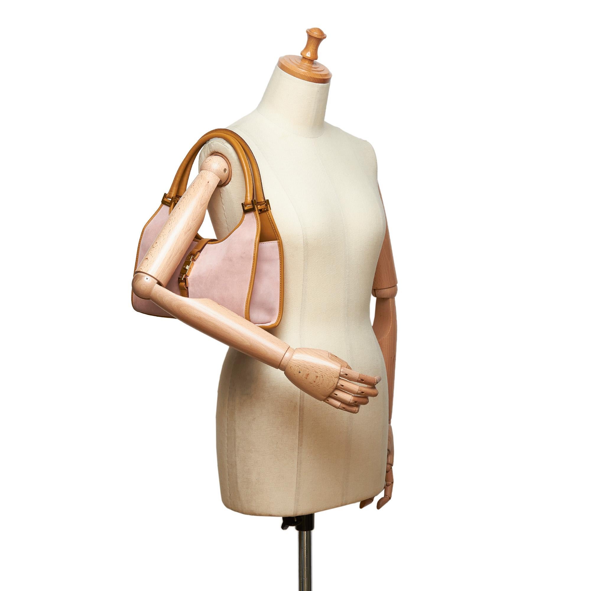 Gucci Pink  with Brown Suede Leather Jackie Italy w/ Dust Bag 6