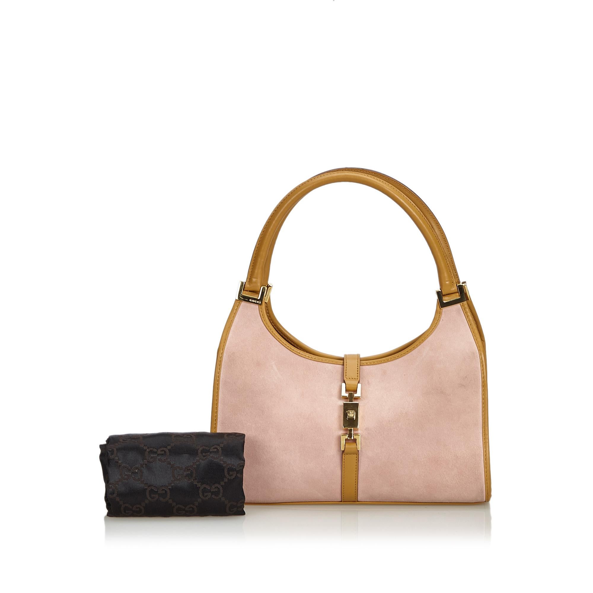 Gucci Pink  with Brown Suede Leather Jackie Italy w/ Dust Bag 7