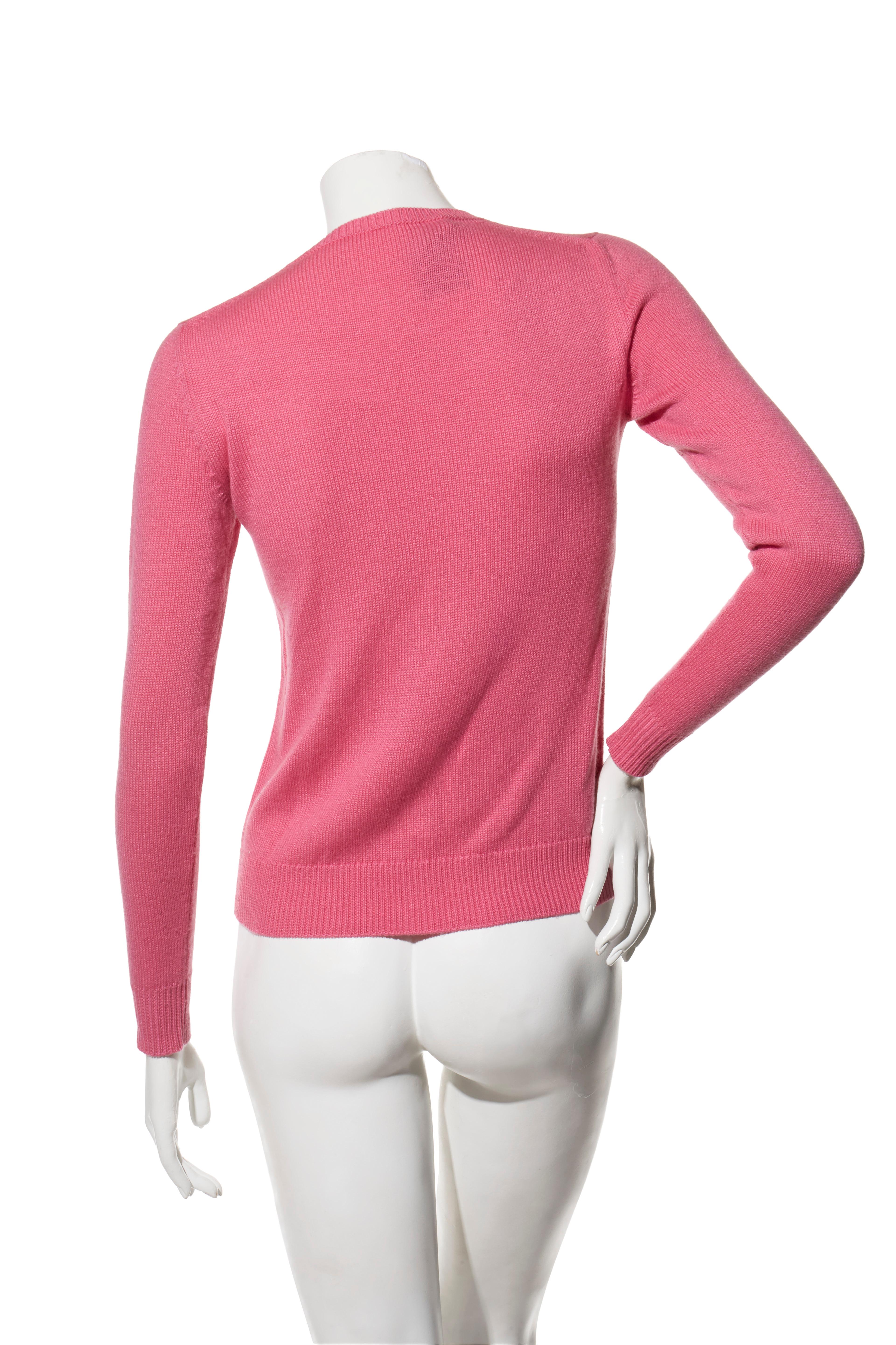 Women's Gucci Pink Wool Sweater with Sequin Butterfly Fall Winter 2016 Size S For Sale