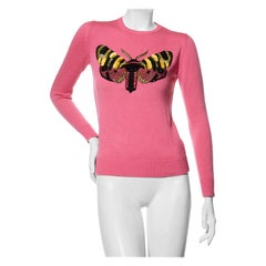 Gucci Pink Wool Sweater with Sequin Butterfly Fall Winter 2016 Size S