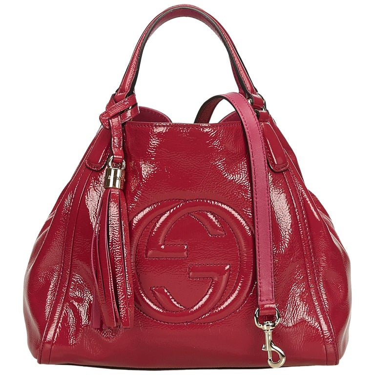 Gucci Pink x Hot Pink Soho Patent Leather Tote Bag For Sale at 1stdibs