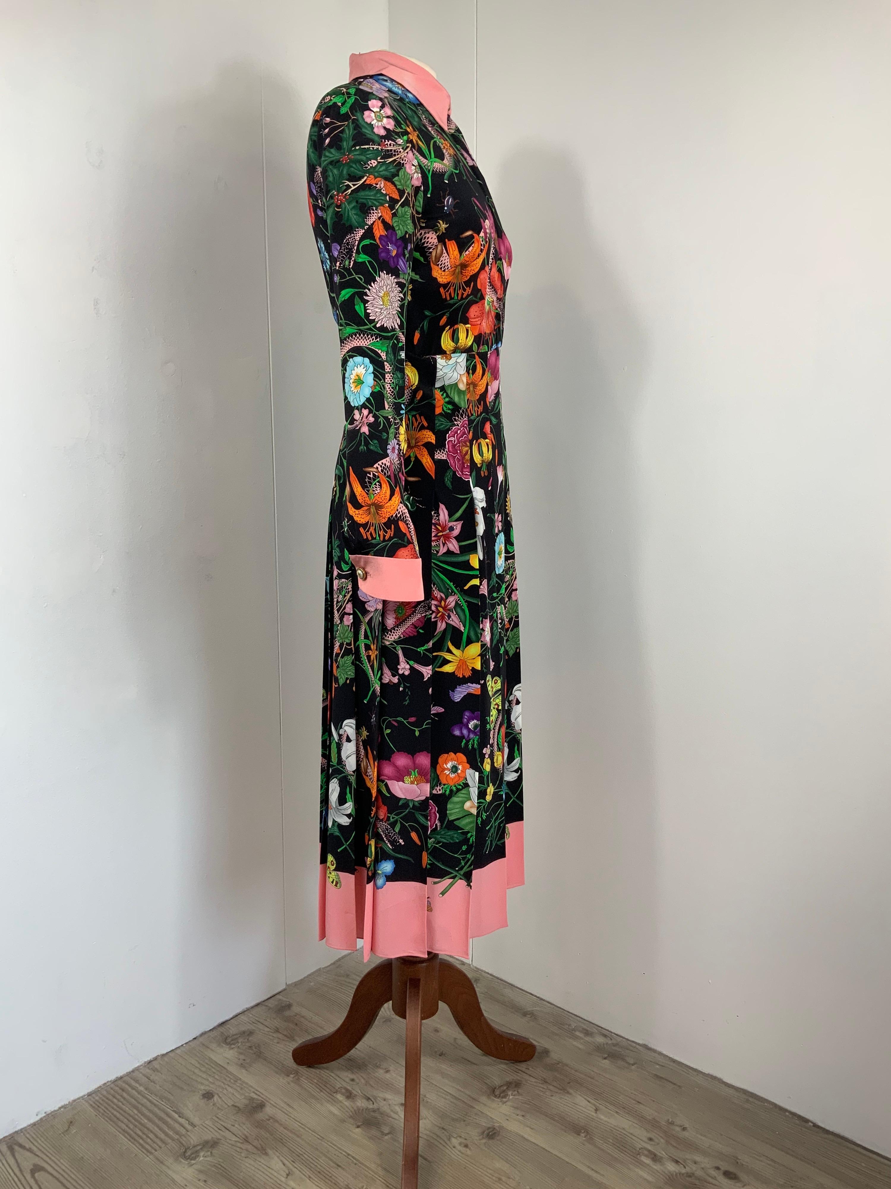 Gucci Pleated Printed Silk crepe de chine Dress 2