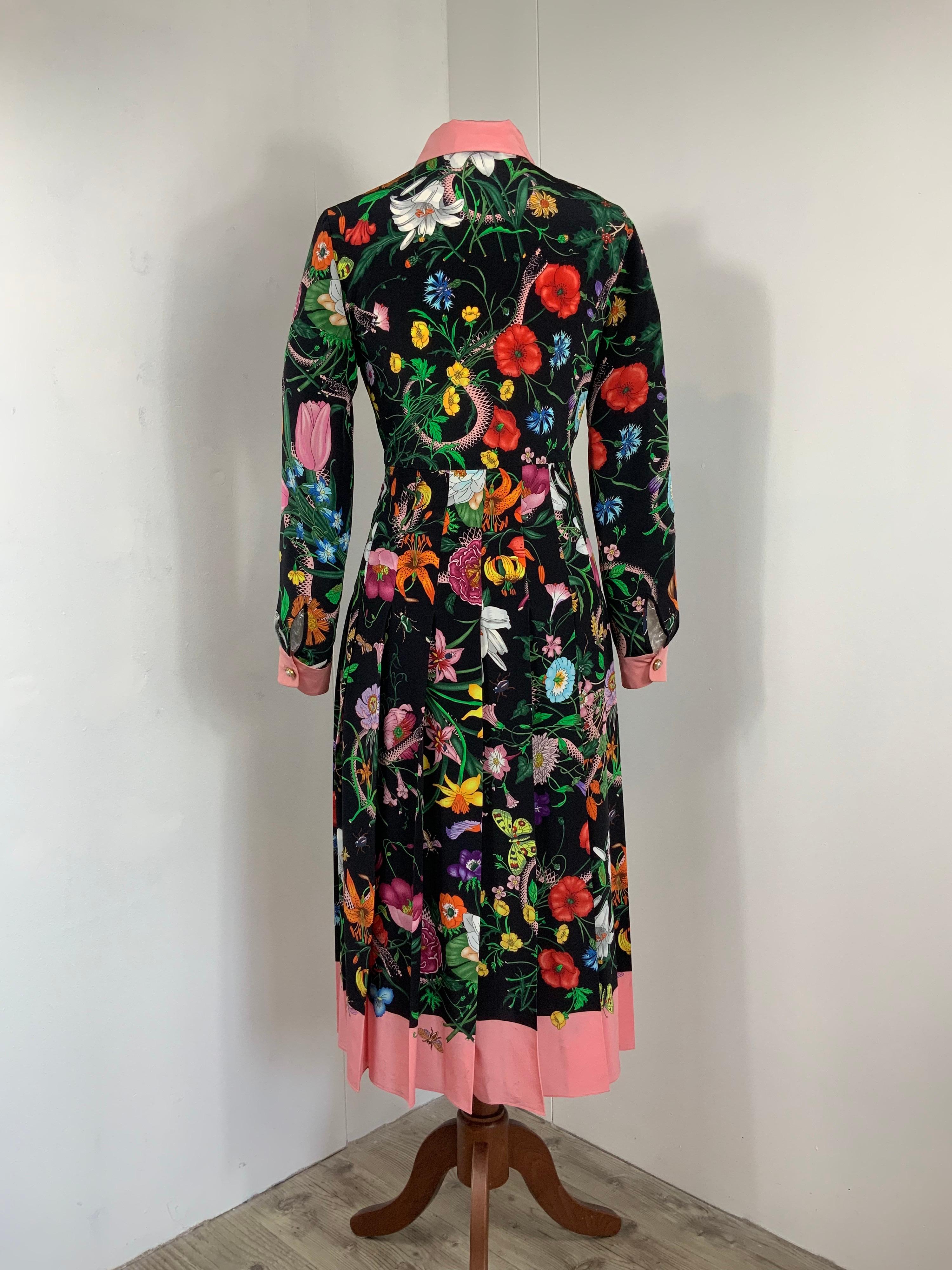Gucci Pleated Printed Silk crepe de chine Dress 4