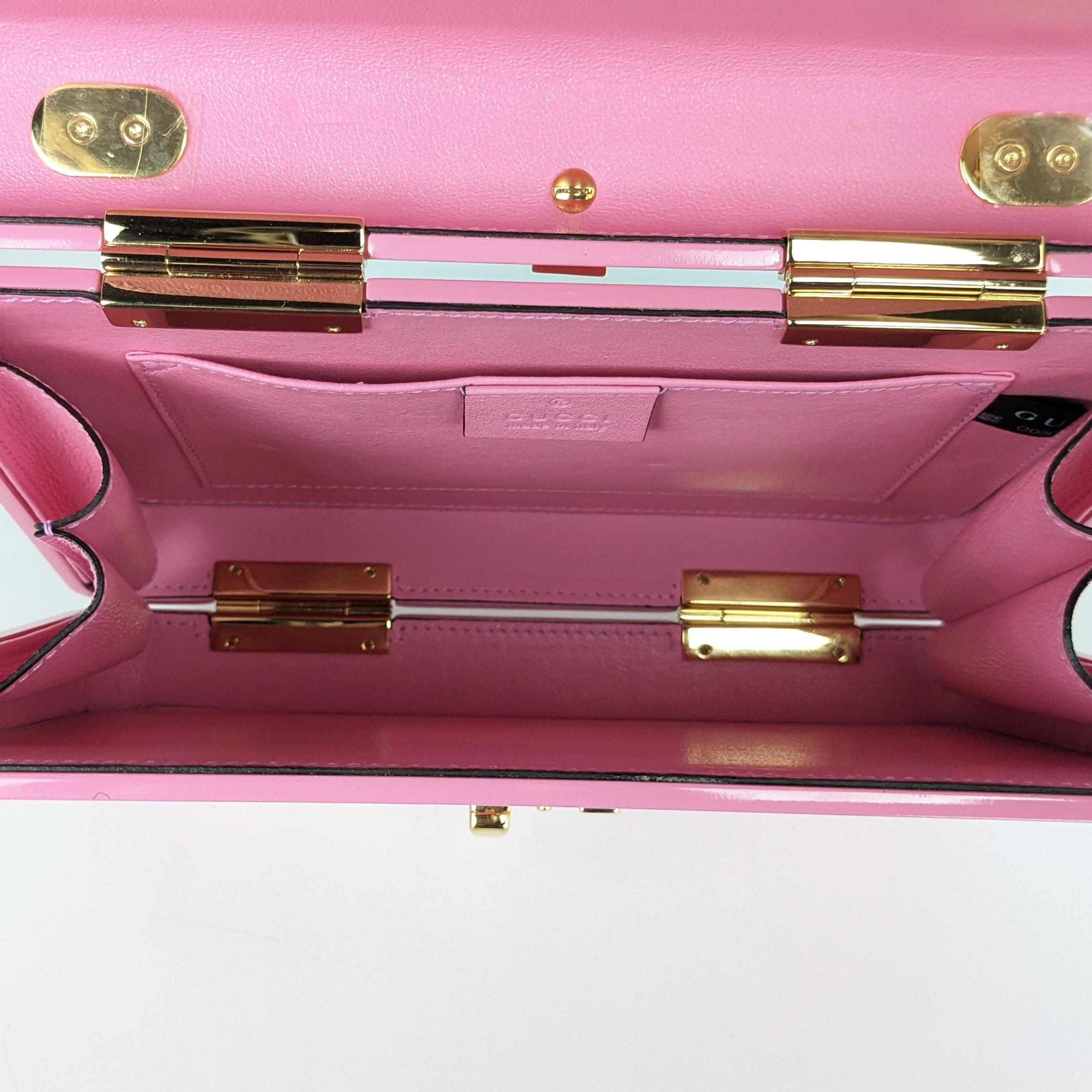 Gucci Plexiglass Mini Sylvie 1969 Top Handle Bag Pink In Excellent Condition In Denver, CO