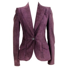 Gucci Plum Leather Suede Fitted Jacket