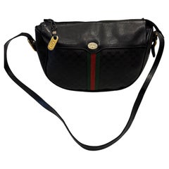 Gucci Vintage Plus Bag Circa Late 1970s Black Canvas Green Red Stripe a Story