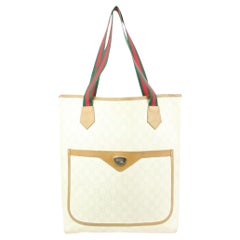 Gucci Plus Ivory White Monogram Web Tote s329g5