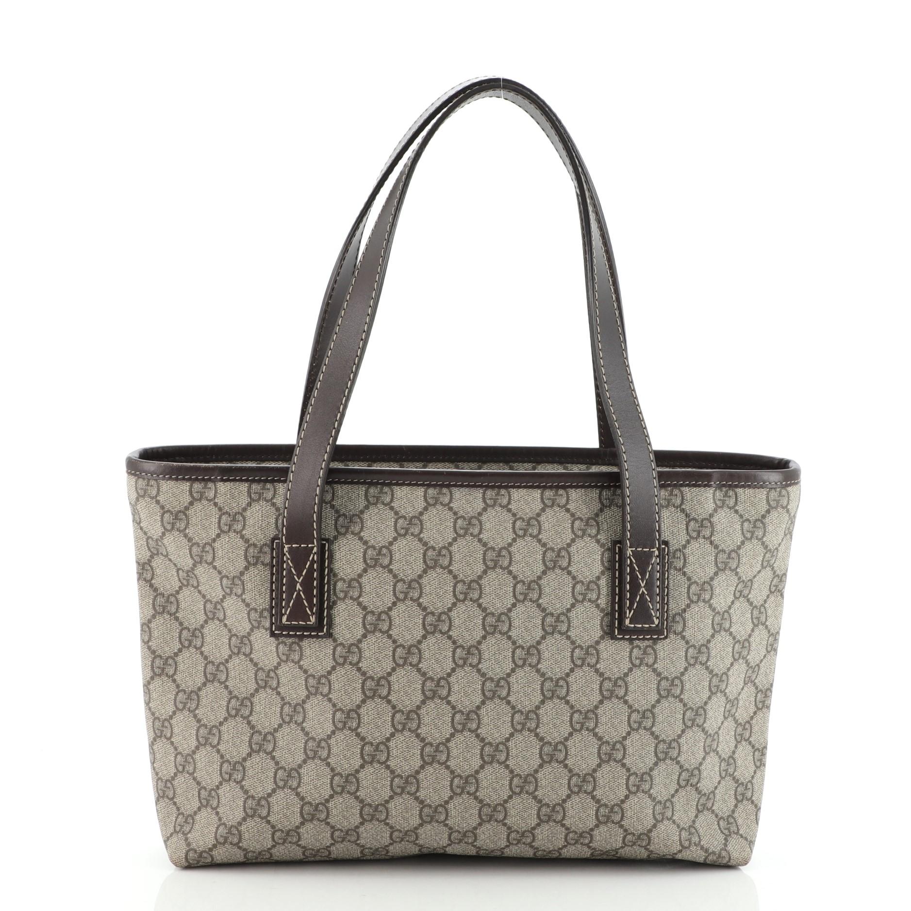 Gray Gucci Plus Tote GG Coated Canvas Small