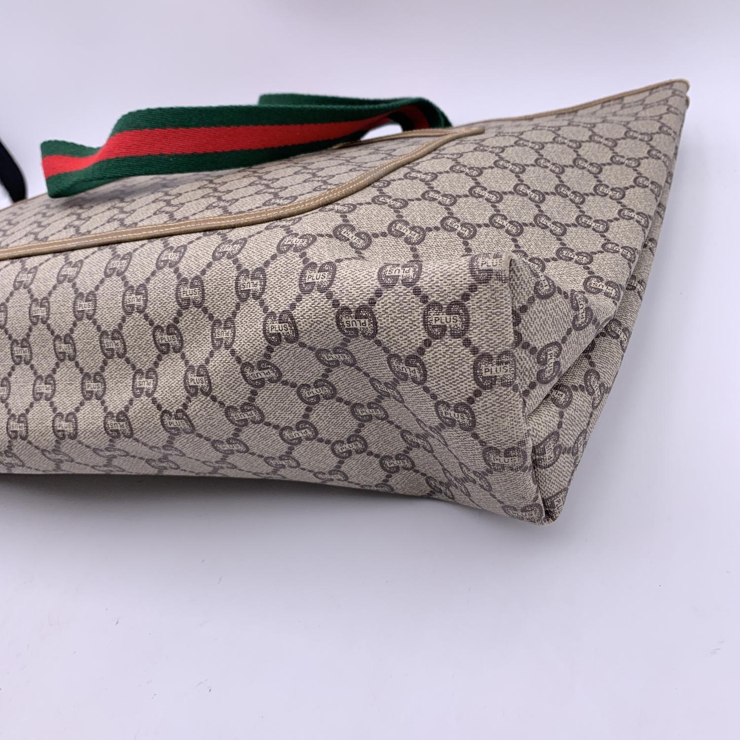 Gucci Plus Vintage Beige GG Monogram Canvas Tote Duffle Bag 4