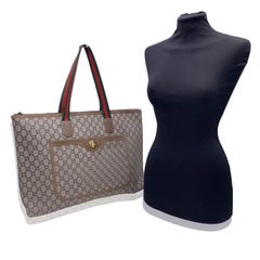 Gucci Plus Vintage Beige GG Monogram Canvas Tote Duffle Bag Handbag