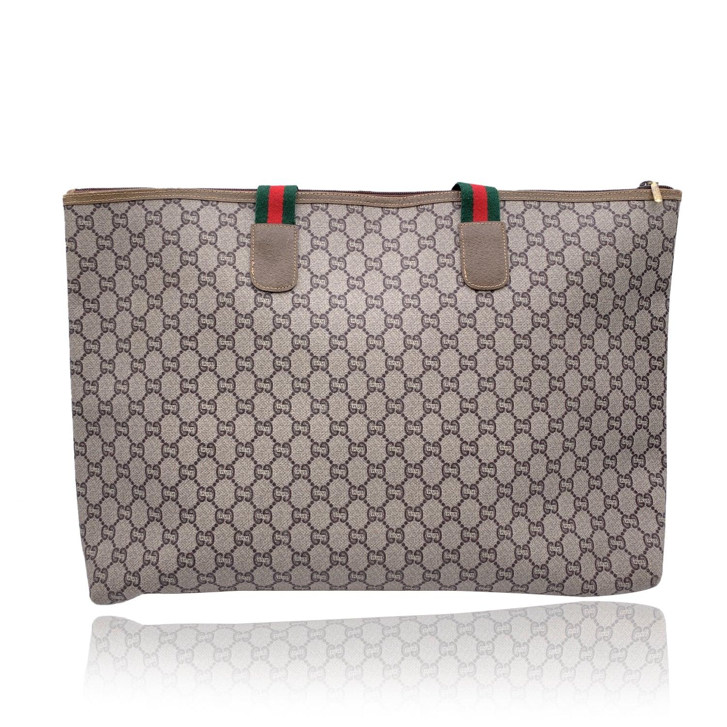Gucci Plus Vintage Beige GG Monogram Canvas Tote Duffle Bag Handbag In Excellent Condition In Rome, Rome