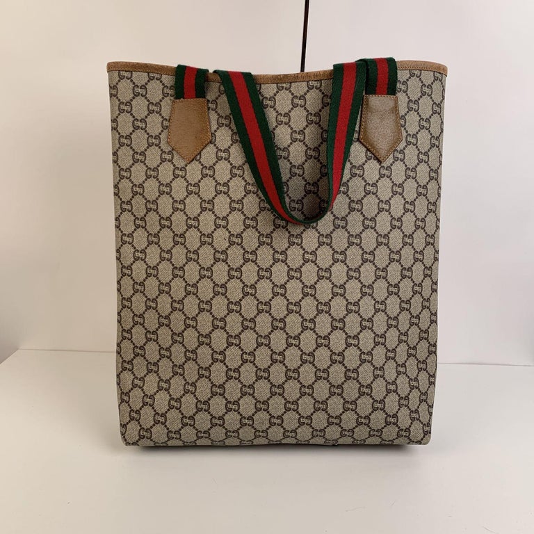 Gucci Plus Vintage Monogram Canvas Shopping Bag Shopper Tote For Sale ...