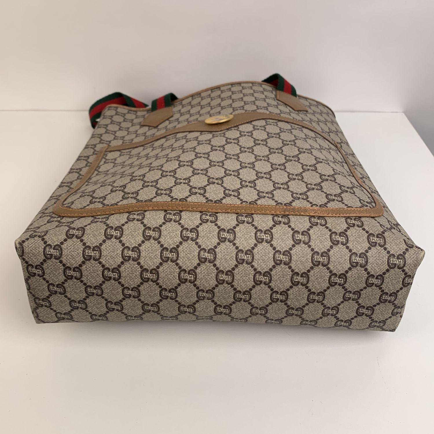 Gucci Plus Vintage Monogram Canvas Shopping Bag Shopper Tote In Excellent Condition In Rome, Rome