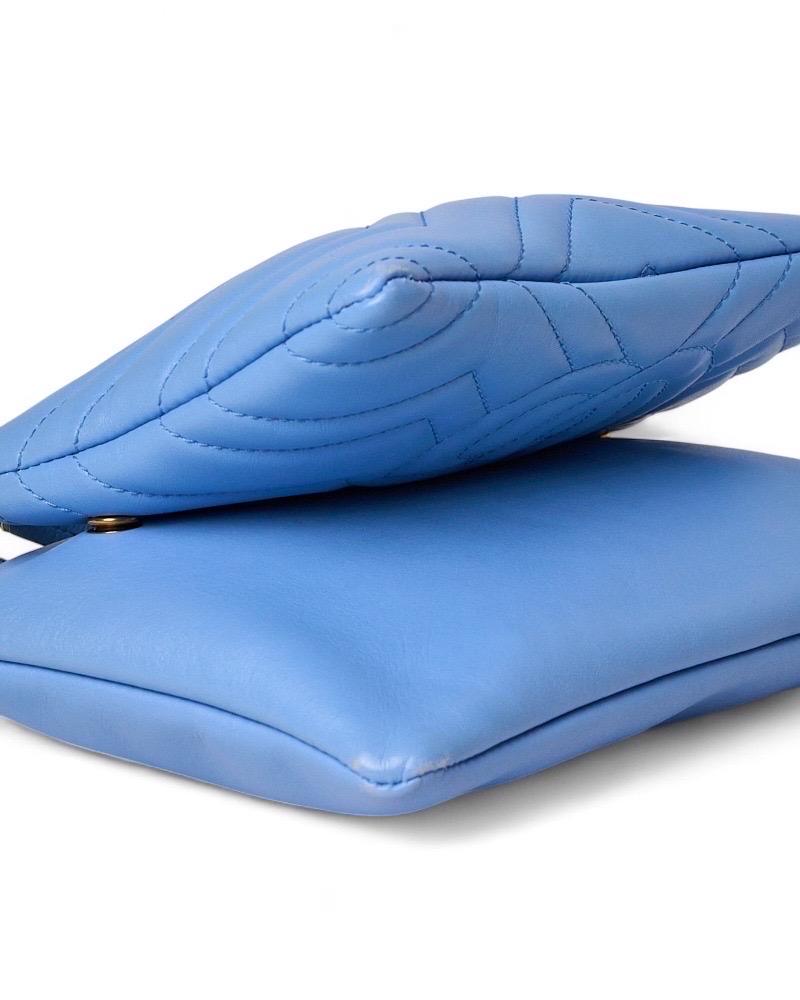 Gucci Pochette Double GG Marmont Azzurra en vente 5