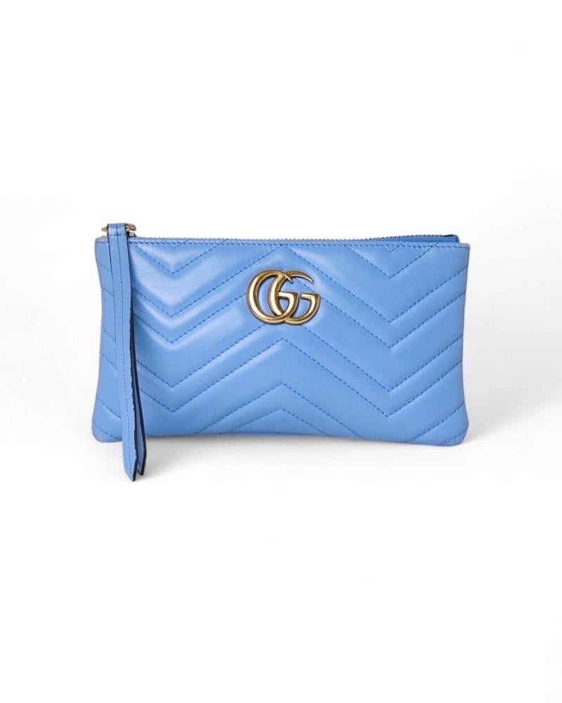Gucci Pochette Double GG Marmont Azzurra en vente 7