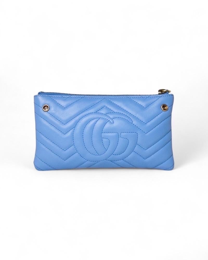 Gucci Pochette Double GG Marmont Azzurra en vente 8