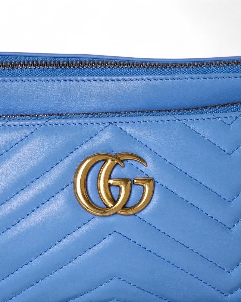 Gucci Pochette Double GG Marmont Azzurra en vente 10