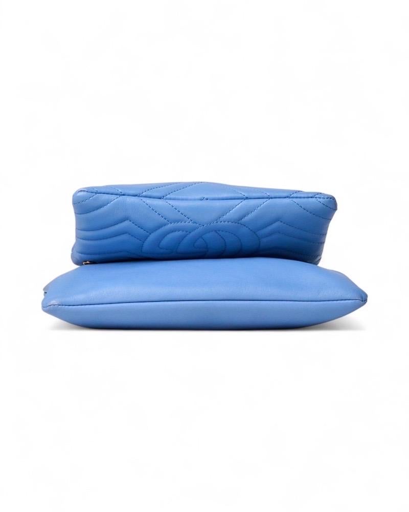 Gucci Pochette Double GG Marmont Azzurra en vente 3