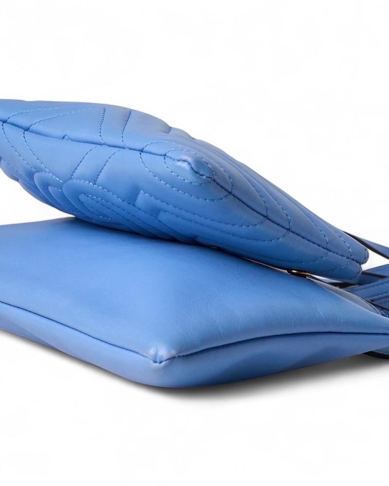 Gucci Pochette Double GG Marmont Azzurra en vente 4