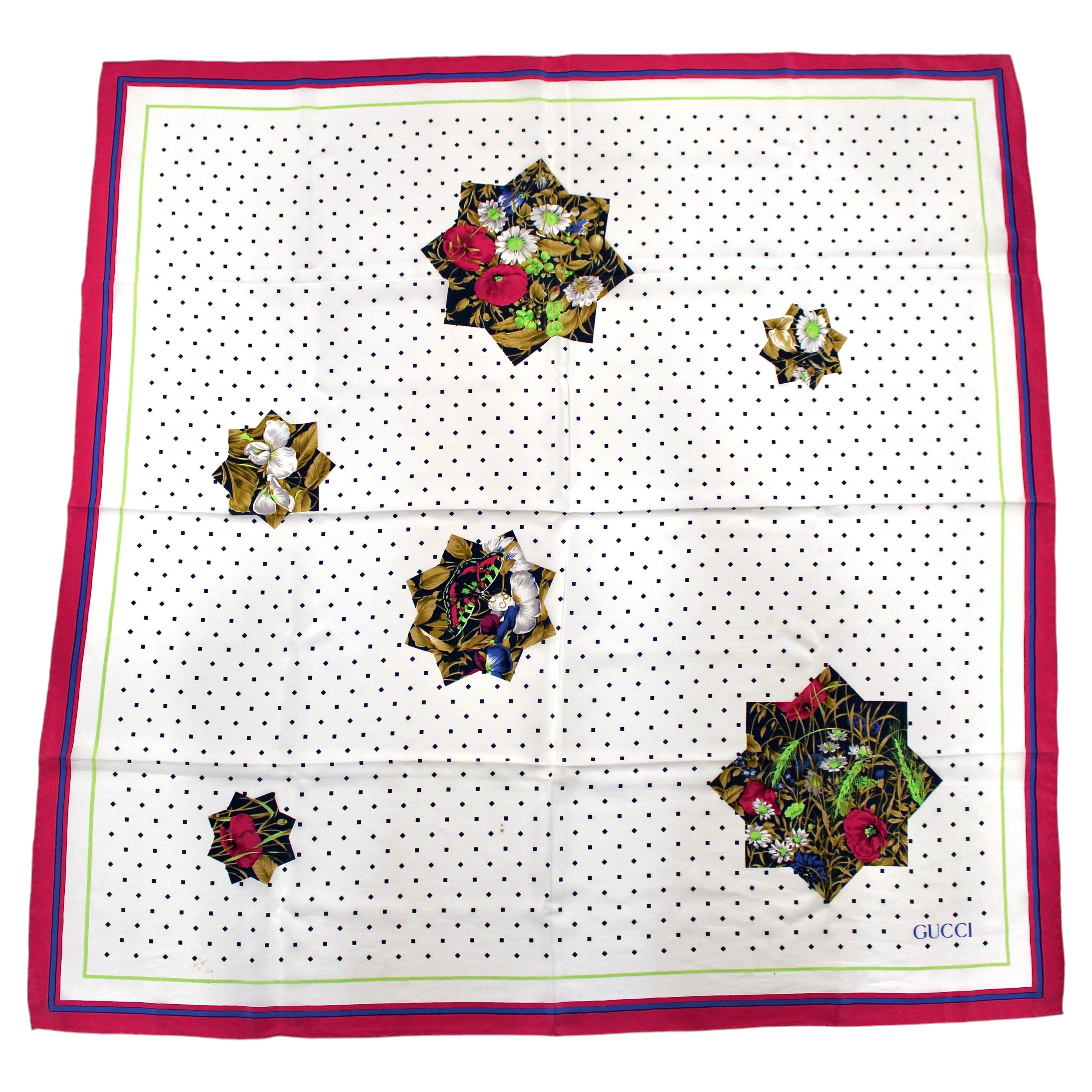 Gucci Sciarpa in seta vintage con stampa floreale a Dot Dot Dot
