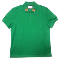 Gucci Polo Shirt for Men in Green Cotton with Tiger print 2017 Size L 
