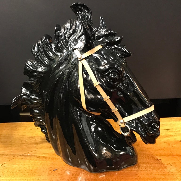 Gucci Porcelain and Leather Horse Head Sculpture For Sale at 1stDibs