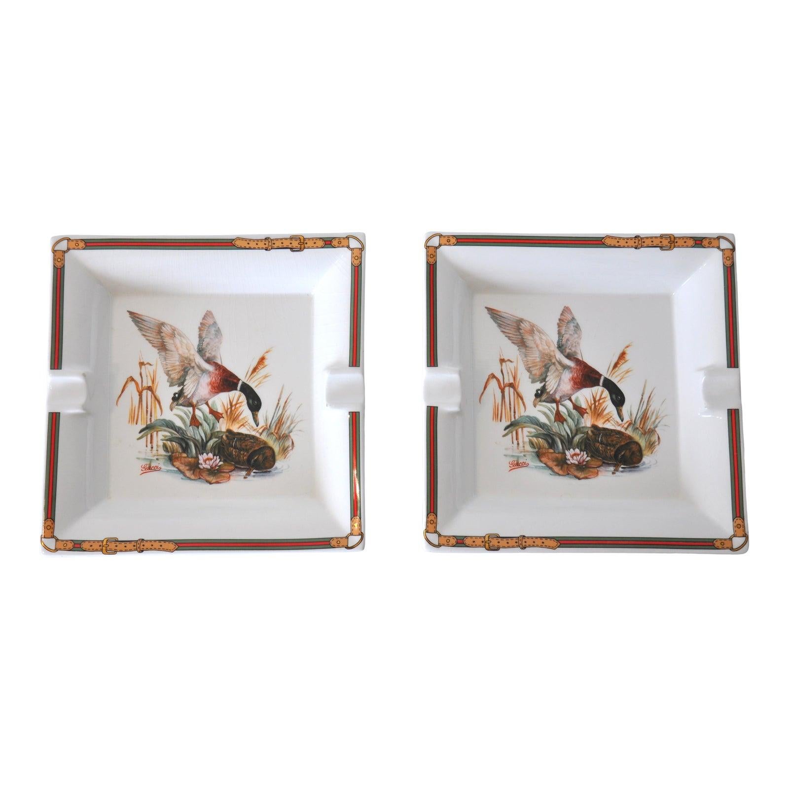 Gucci Porcelain Mallard Duck Ashtray In Good Condition In Miami, FL
