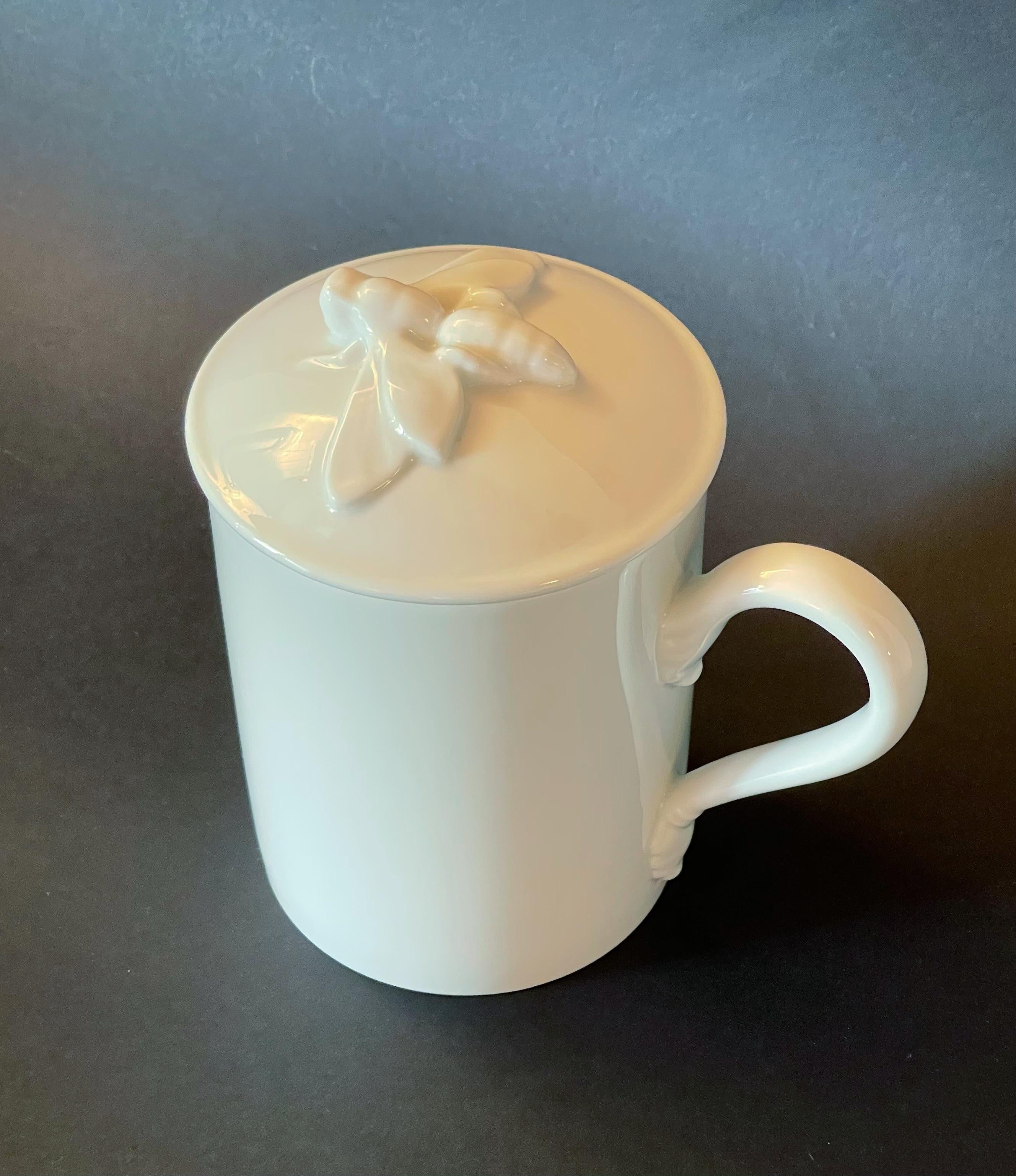 Gucci white porcelain mug with a bee on the lid, from Richard Ginori 1735 collection / Made in Italy
Original stamp on the base
Diameter: 3 inches, height 5 inches
1 available in stock in Italy
Order reference #: FABIOLTD G015