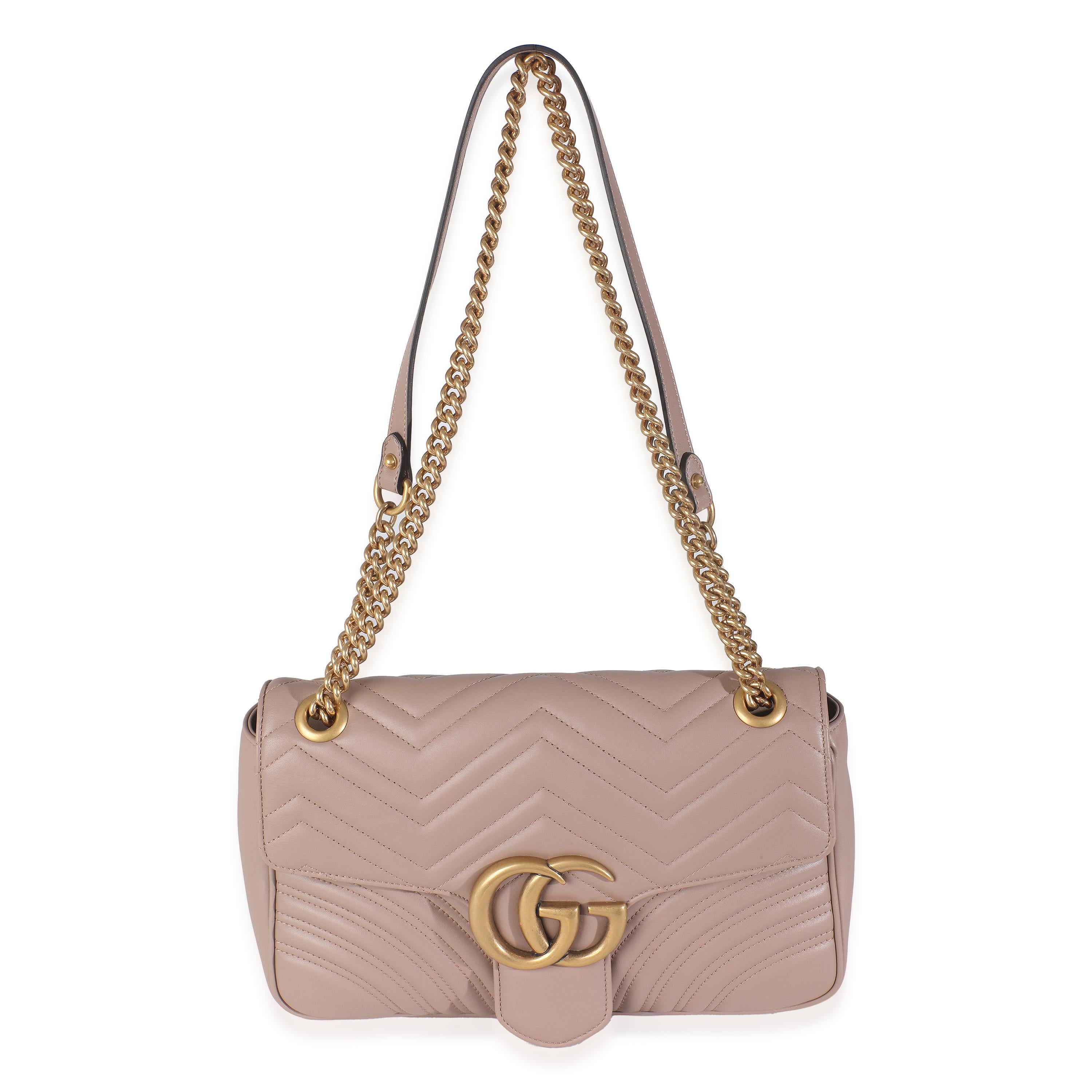 Gucci Porzellan Rose Kalbsleder Matelasse Medium GG Marmont Umhängetasche im Angebot 1