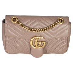 Gucci Porcelain Rose Calfskin Matelasse Medium GG Marmont Shoulder Bag