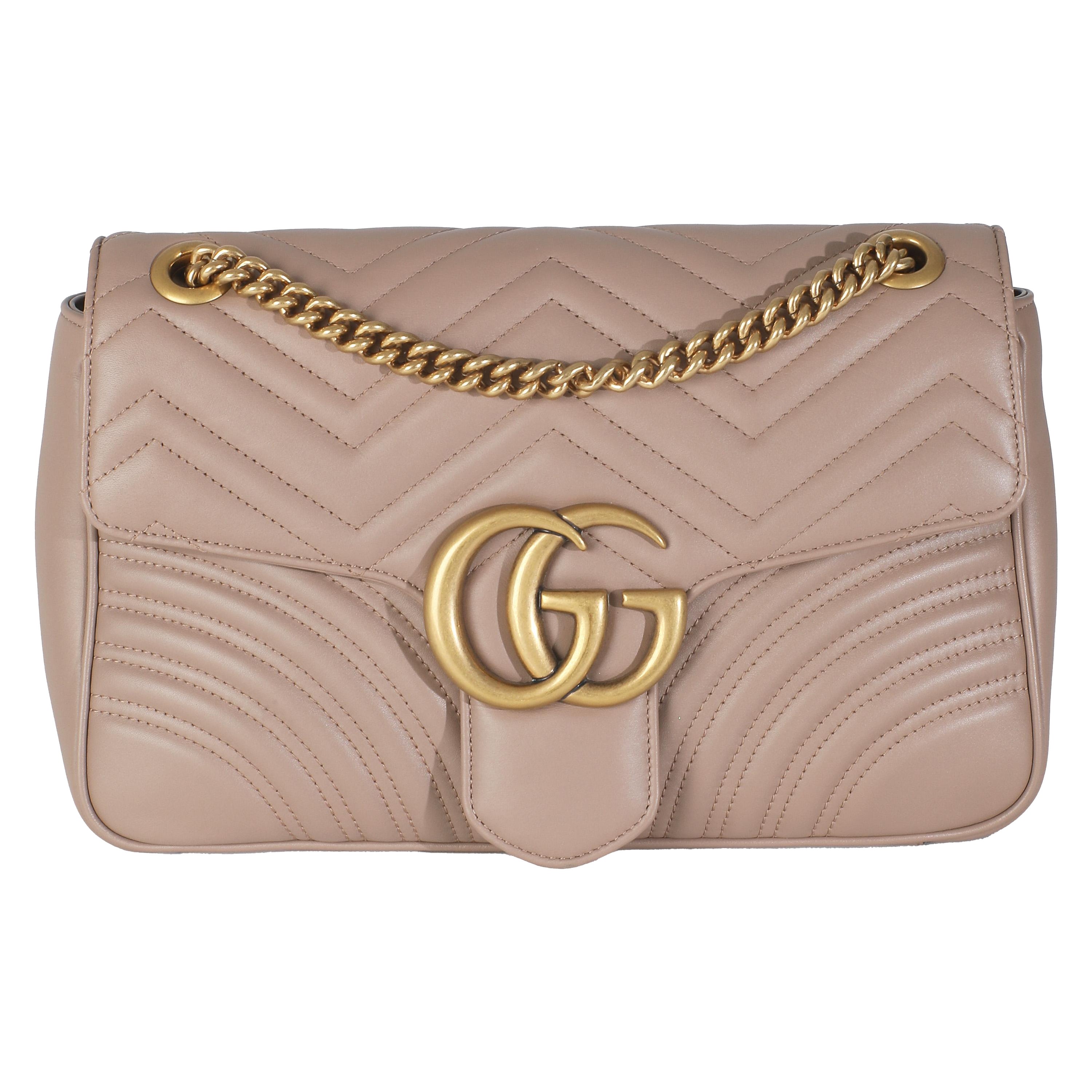 Gucci Porzellan Rose Kalbsleder Matelasse Medium GG Marmont Umhängetasche im Angebot
