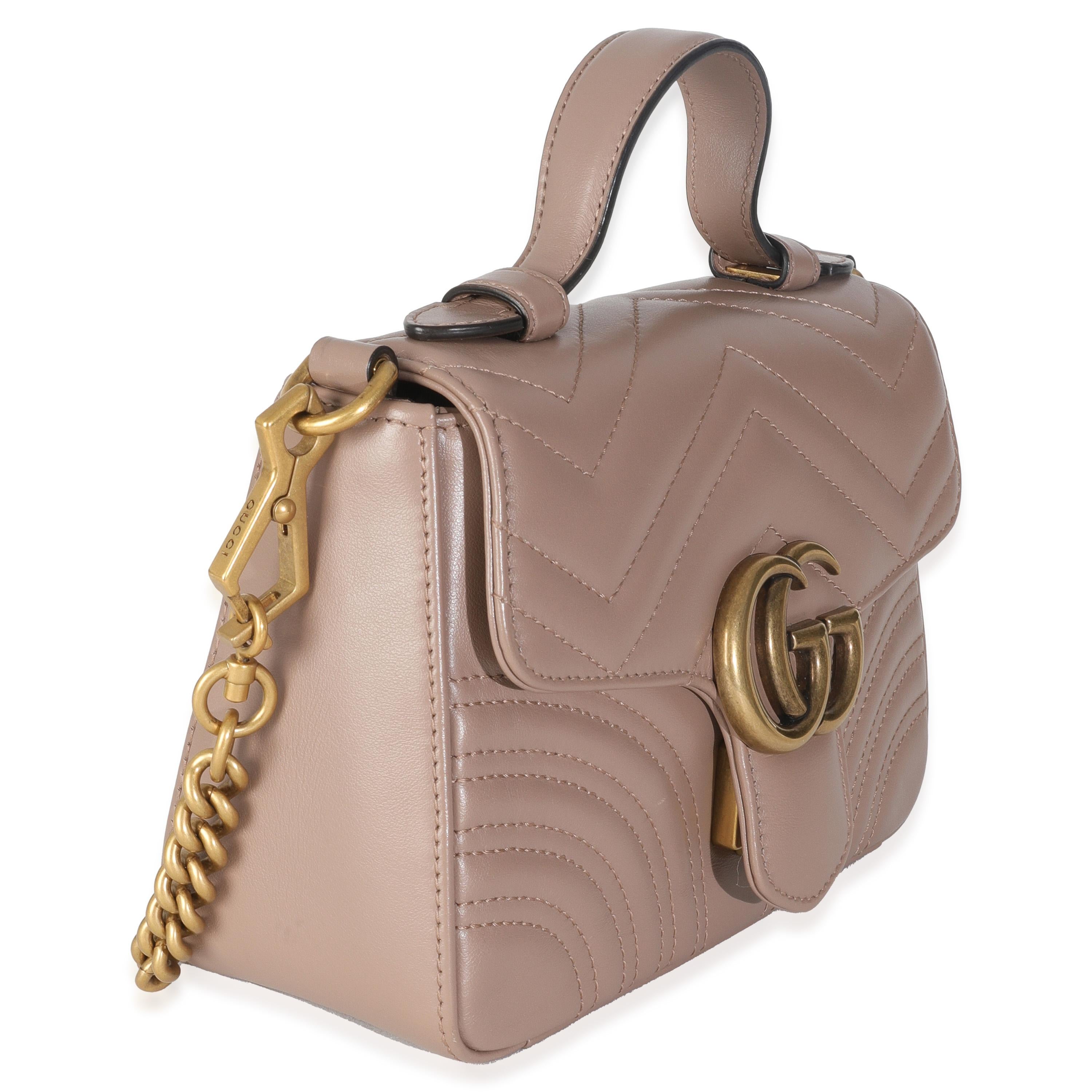Marrone Gucci Borsa a manico alto in pelle di vitello matelasse rosa porcellana Mini GG Marmont in vendita