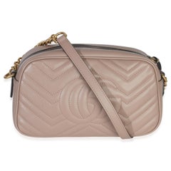 Gucci Porcelain Rose Calfskin Matelasse Small GG Marmont Chain Shoulder Bag