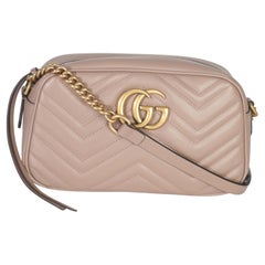 Gucci Porcelain Rose Calfskin Matelasse Small GG Marmont Chain Shoulder Bag