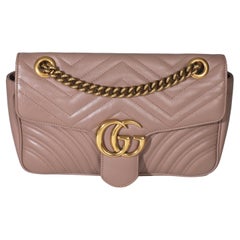 Gucci Porcelain Rose Matelasse Calfskin Medium GG Marmont Shoulder Bag