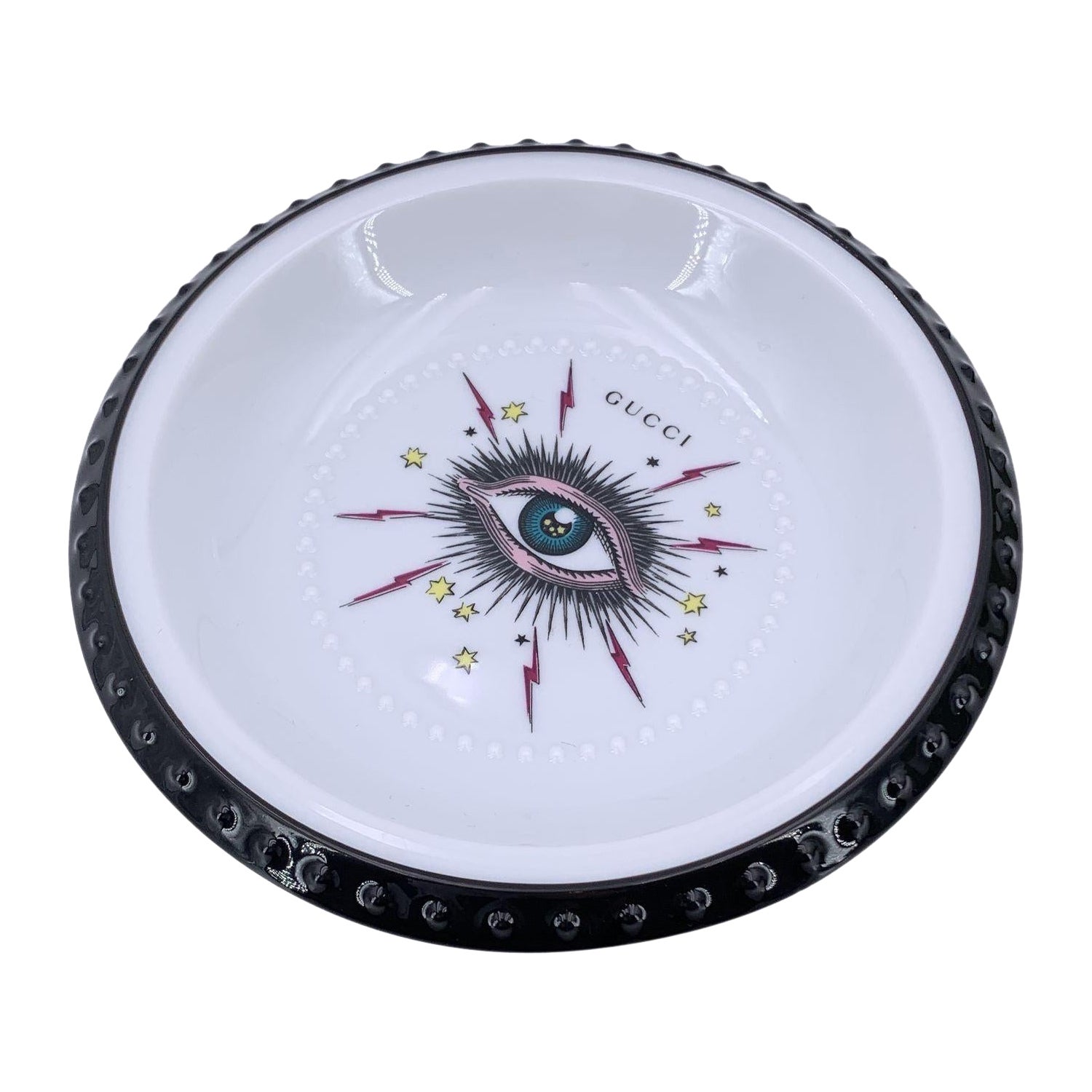 Cendrier décoratif rond avec œil d'étoile en porcelaine Gucci en vente