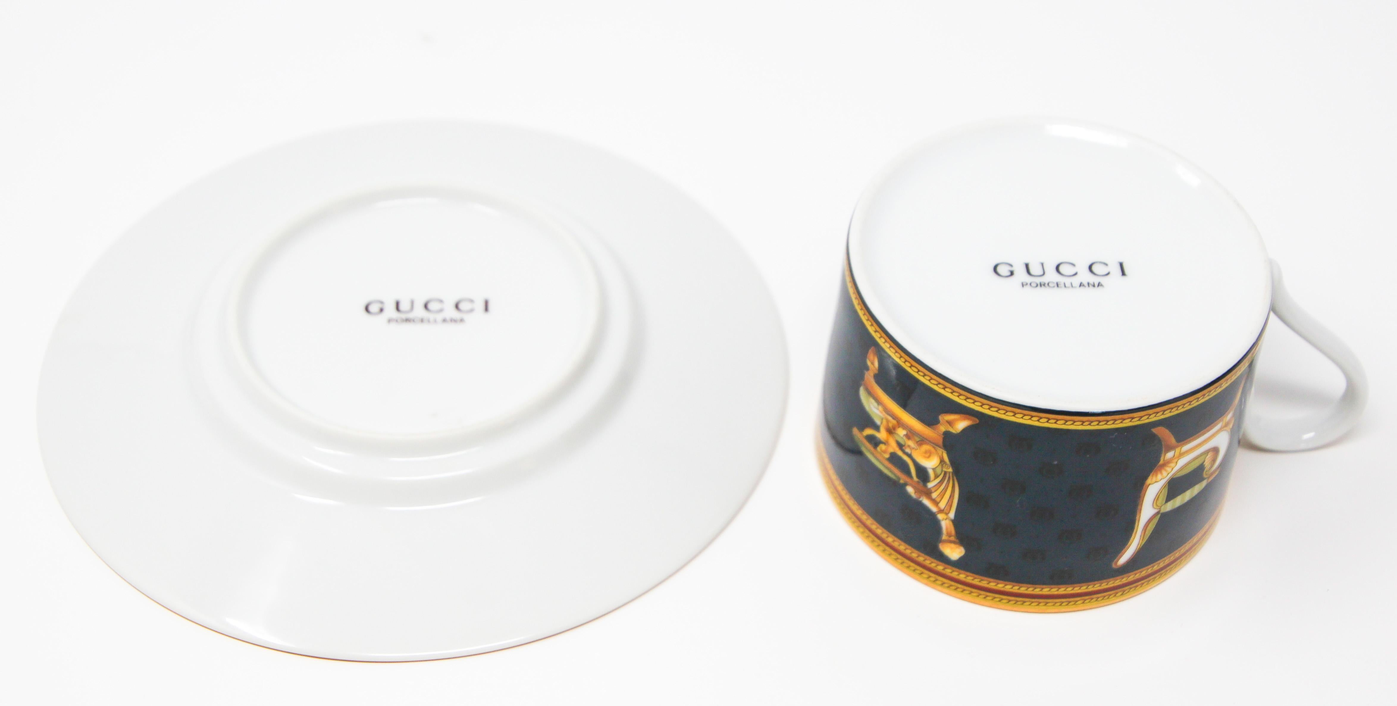 Gucci Porcelain Tea Cups and Saucers Set of 2 1